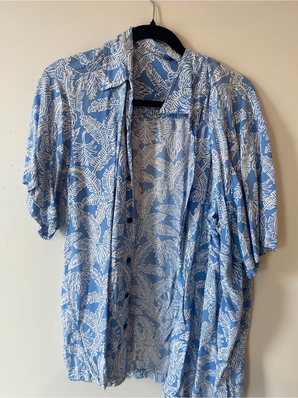 Blue Ginger Light Blue & White Printed Button-Down Shirt - Women